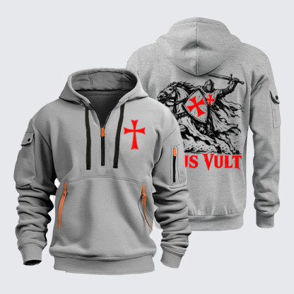 Zipper Hoodies Ave Christus Rex –Deus Vult – Crusader Knight Christian Warrior