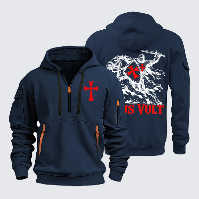 Zipper Hoodies Ave Christus Rex –Deus Vult – Crusader Knight Christian Warrior