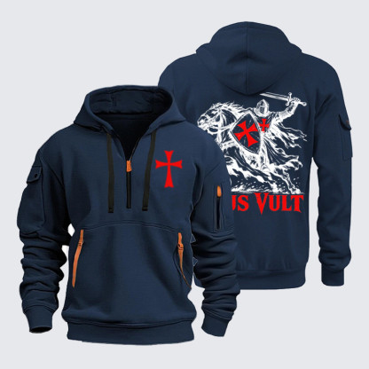 Zipper Hoodies Ave Christus Rex –Deus Vult – Crusader Knight Christian Warrior