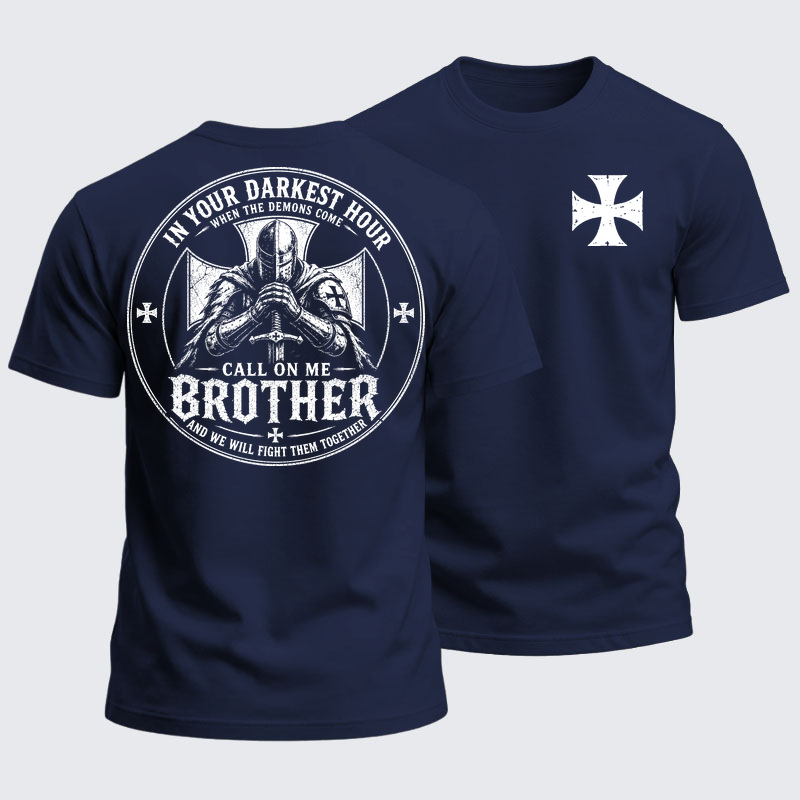 Heavyweight Cotton Tee - Call On Me Brother – Knights of Faith