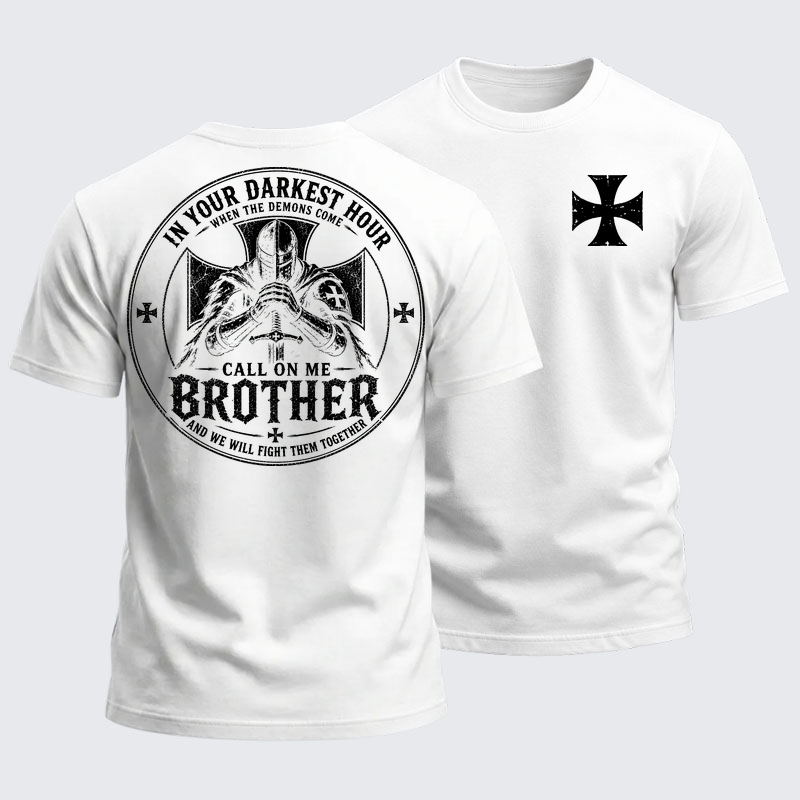 Heavyweight Cotton Tee - Call On Me Brother – Knights of Faith