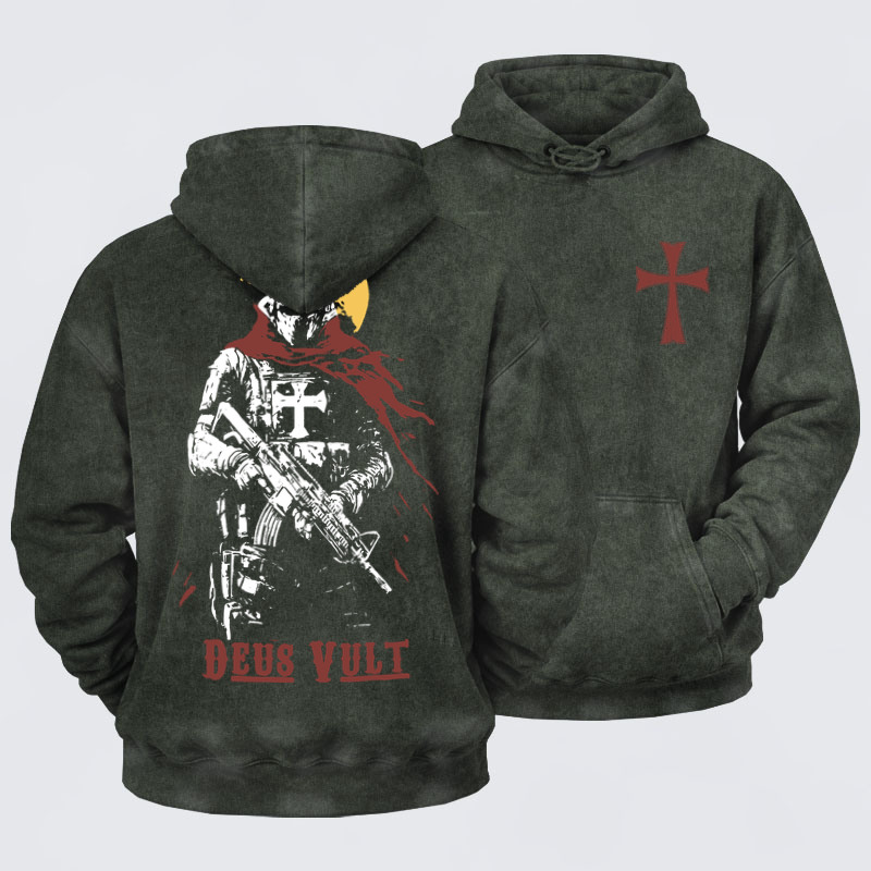 Washed Hoodie  - Deus Vult