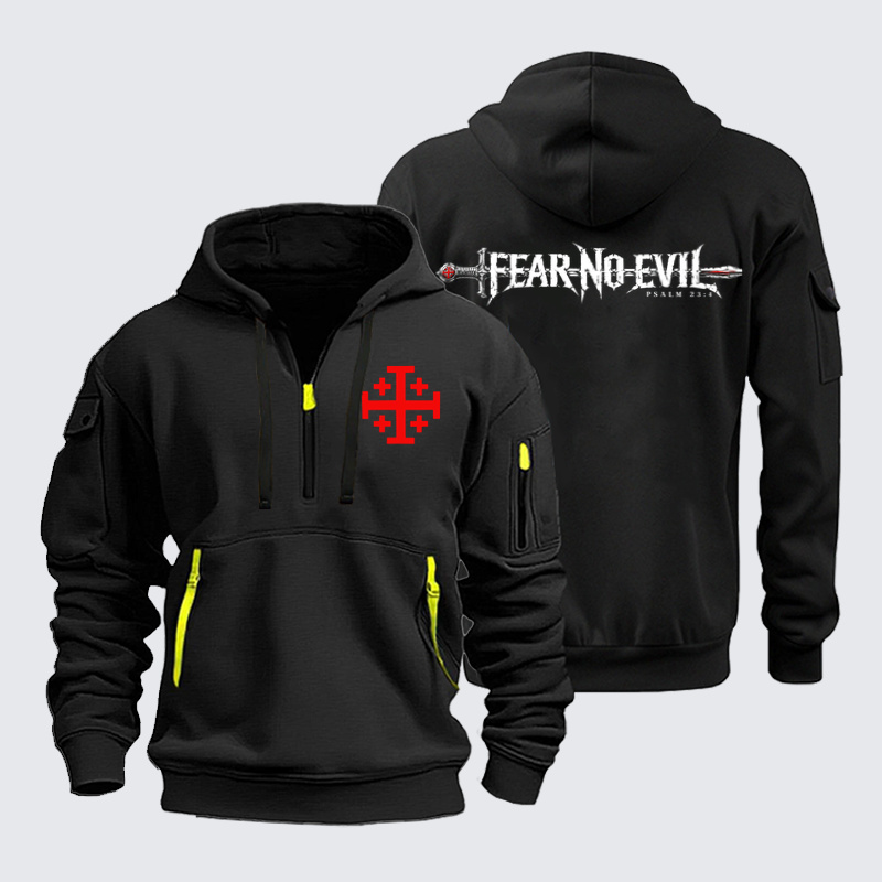 Zipper Hoodies Ave Christus Rex – Fear No Evil – Psalm 23:4 Christian Sword