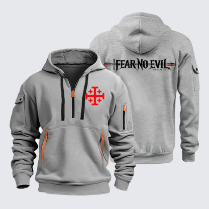 Zipper Hoodies Ave Christus Rex – Fear No Evil – Psalm 23:4 Christian Sword