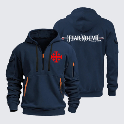 Zipper Hoodies Ave Christus Rex – Fear No Evil – Psalm 23:4 Christian Sword