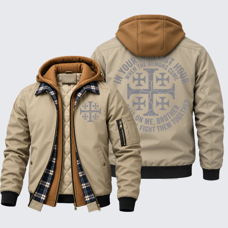 Hooded Bomber Jacket - Call On Me Brother – Knights of Faith