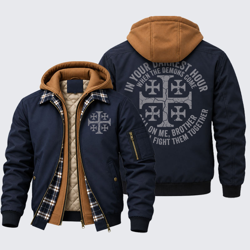 Hooded Bomber Jacket - Call On Me Brother – Knights of Faith