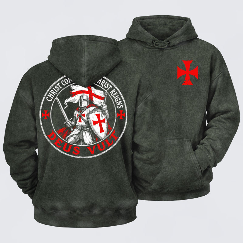 Washed Hoodie - Deus Vult