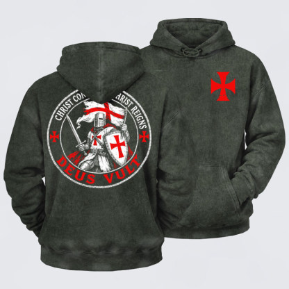 Washed Hoodie - Deus Vult