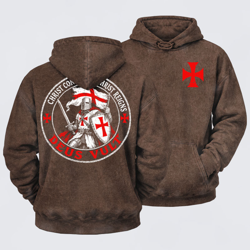Washed Hoodie - Deus Vult