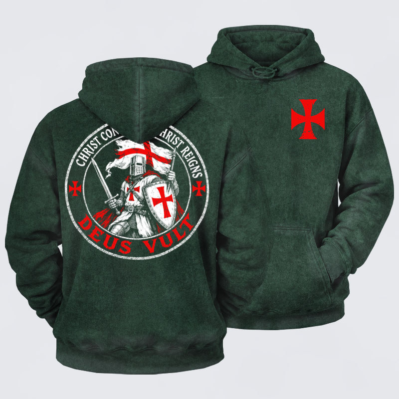Washed Hoodie - Deus Vult