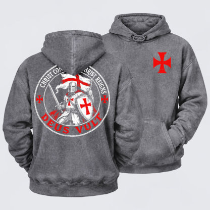 Washed Hoodie - Deus Vult