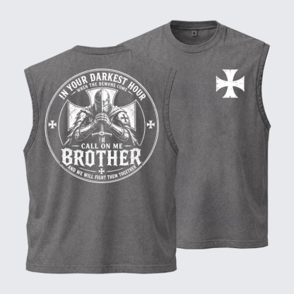 [Copy]Washed Tank Top - Make No Peace with Evil Knight Templar Jerusalem Cross