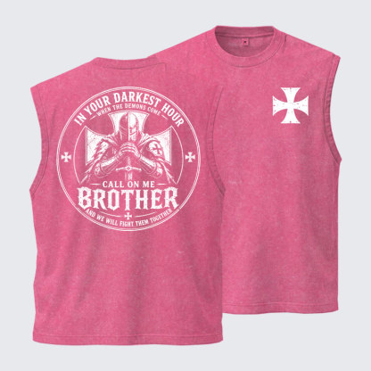 [Copy]Washed Tank Top - Make No Peace with Evil Knight Templar Jerusalem Cross