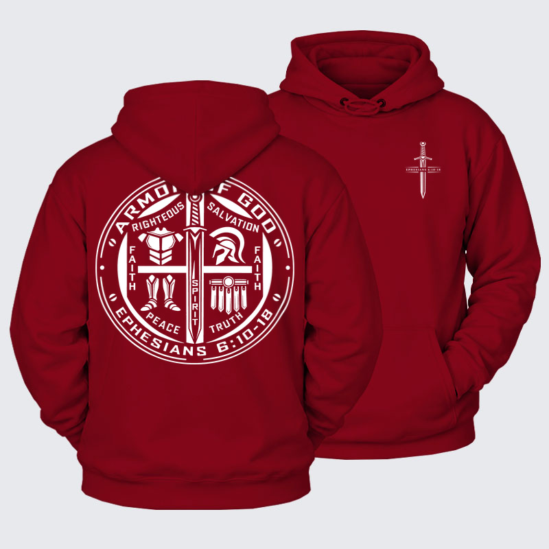 Plush Fleece-Lined Hoodie - Armor of God – Ephesians 6:10–18 Christian Warrior
