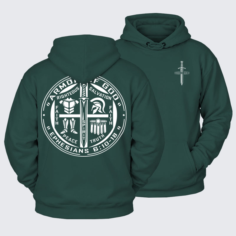 Plush Fleece-Lined Hoodie - Armor of God – Ephesians 6:10–18 Christian Warrior