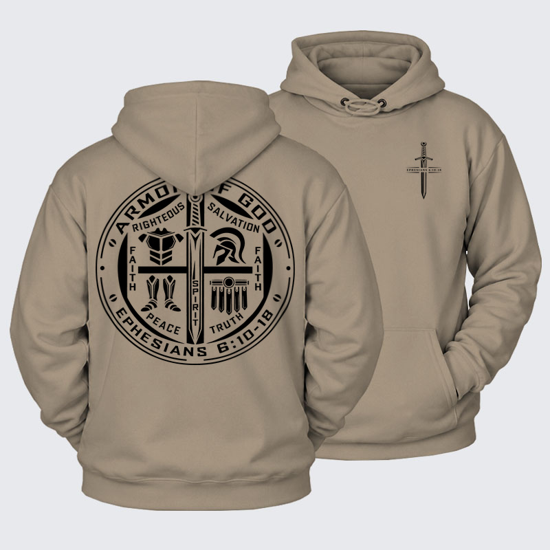 Plush Fleece-Lined Hoodie - Armor of God – Ephesians 6:10–18 Christian Warrior