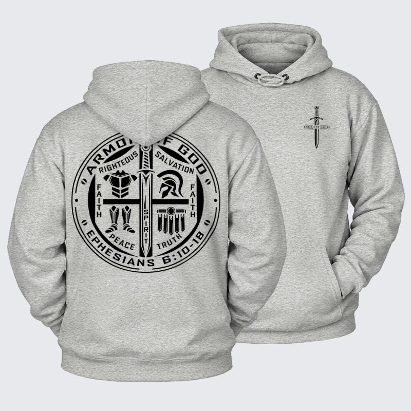 Plush Fleece-Lined Hoodie - Armor of God – Ephesians 6:10–18 Christian Warrior