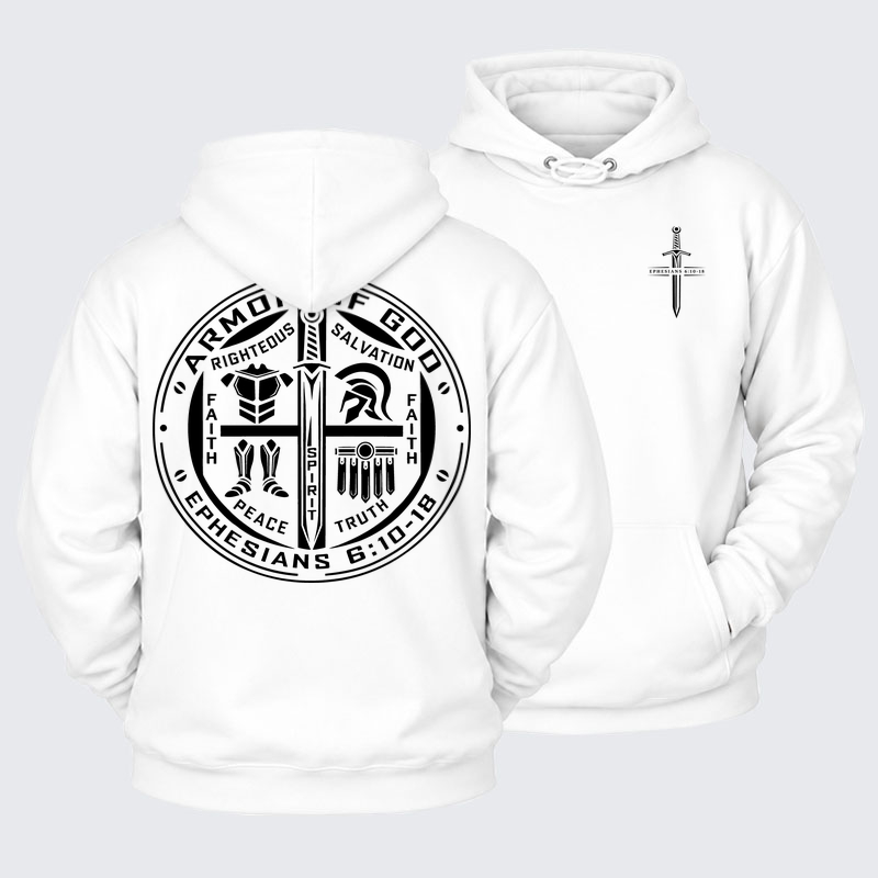 Plush Fleece-Lined Hoodie - Armor of God – Ephesians 6:10–18 Christian Warrior