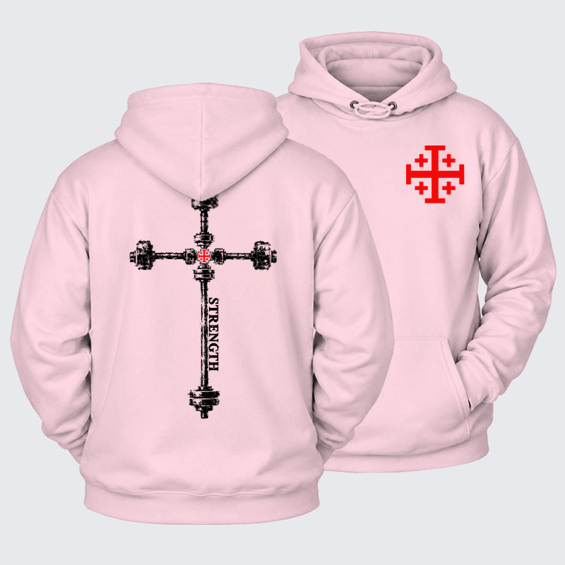 Plush Fleece-Lined Hoodie - Strength in the Lord – Christian Gym Jerusalem Cross