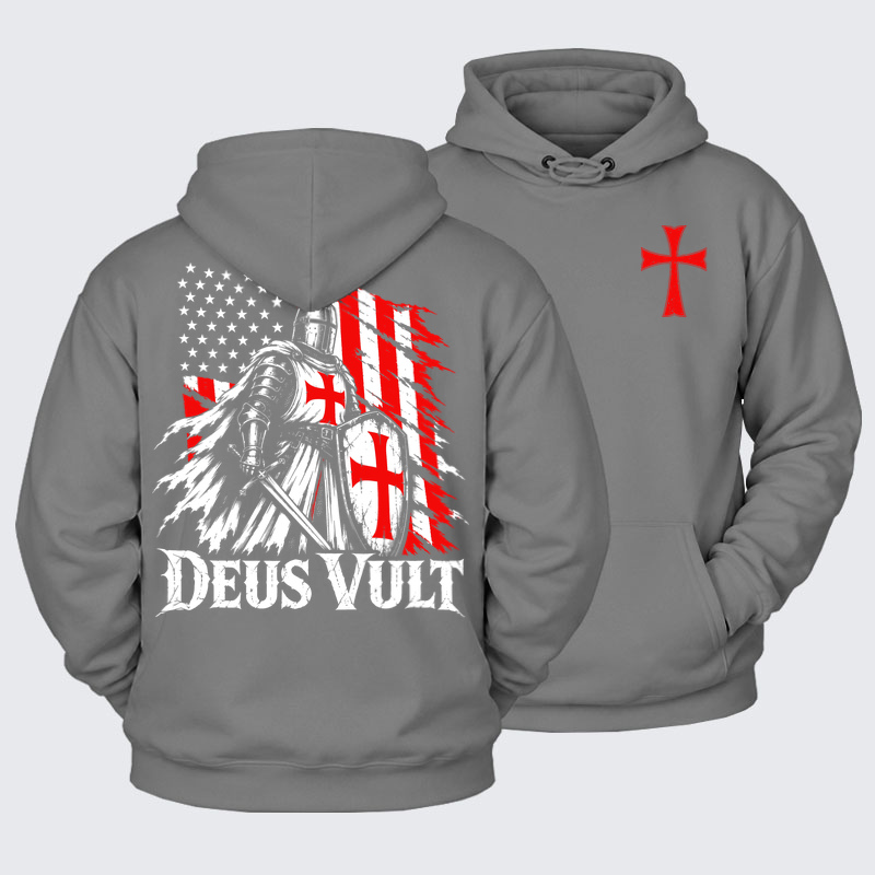 Plush Fleece-Lined Hoodie - Deus Vult – American Crusader Christian Knight