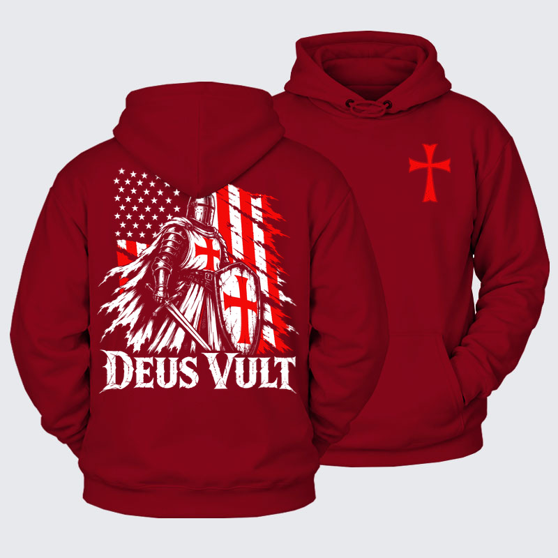 Plush Fleece-Lined Hoodie - Deus Vult – American Crusader Christian Knight