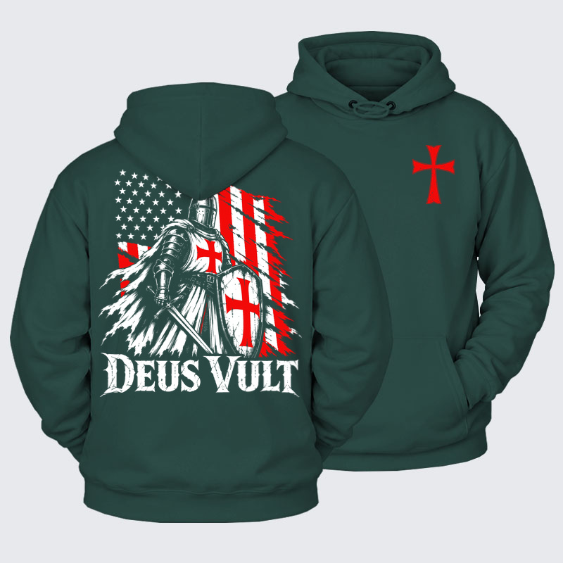 Plush Fleece-Lined Hoodie - Deus Vult – American Crusader Christian Knight