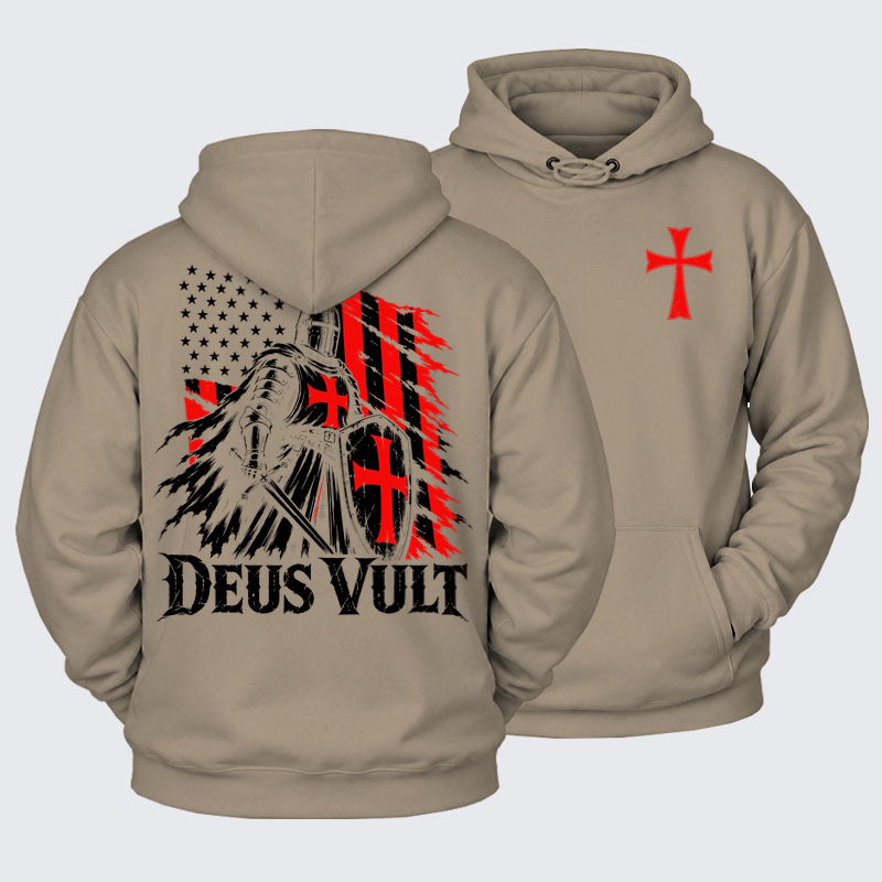 Plush Fleece-Lined Hoodie - Deus Vult – American Crusader Christian Knight