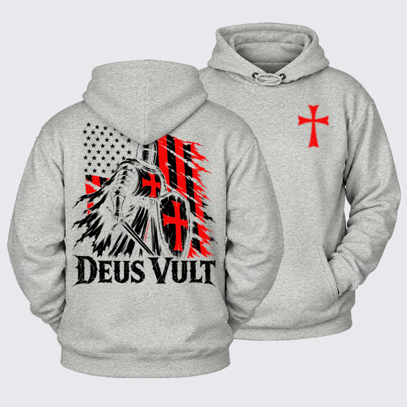 Plush Fleece-Lined Hoodie - Deus Vult – American Crusader Christian Knight