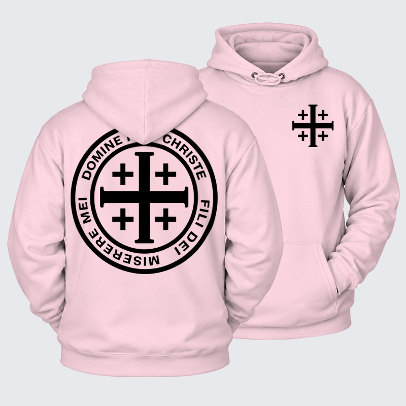 Plush Fleece-Lined Hoodies - Domine Iesu Christe Jerusalem Cross