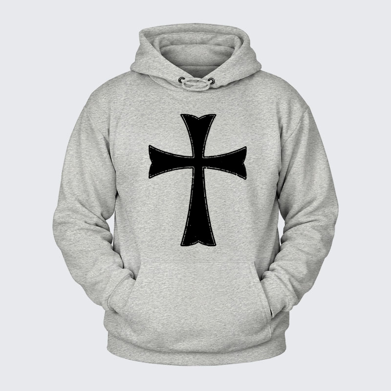 Plush Fleece-Lined Hoodie - Knights Templar Crusader Cross   