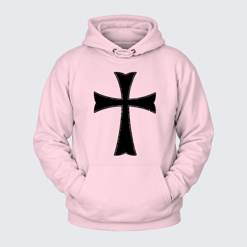 Plush Fleece-Lined Hoodie - Knights Templar Crusader Cross   