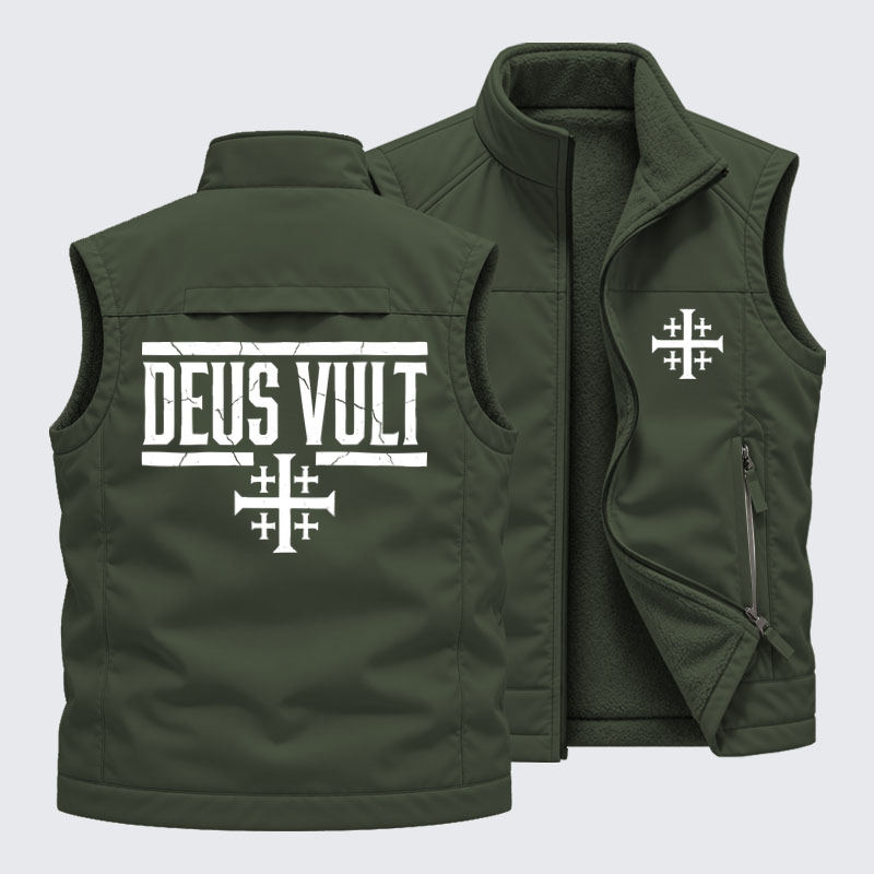 Reversible Fleece-Lined Outdoor Vest -  Deus Vult
