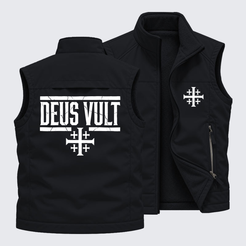 Reversible Fleece-Lined Outdoor Vest -  Deus Vult