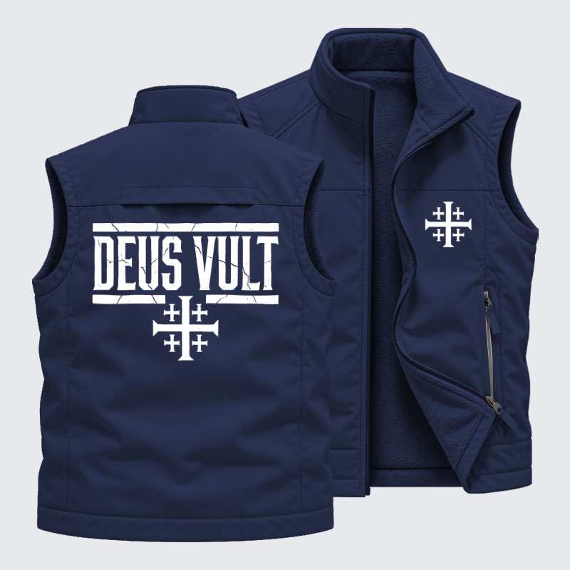 Reversible Fleece-Lined Outdoor Vest -  Deus Vult