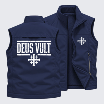 Reversible Fleece-Lined Outdoor Vest -  Deus Vult