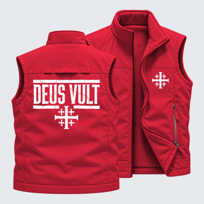 Reversible Fleece-Lined Outdoor Vest -  Deus Vult
