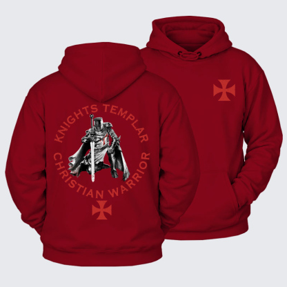 Plush Fleece-Lined Hoodie - Knights Templar Templar Cross Crusader Knight    