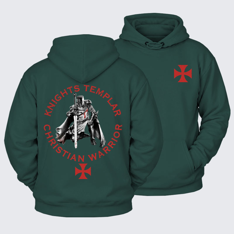 Plush Fleece-Lined Hoodie - Knights Templar Templar Cross Crusader Knight    