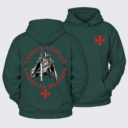 Plush Fleece-Lined Hoodie - Knights Templar Templar Cross Crusader Knight    