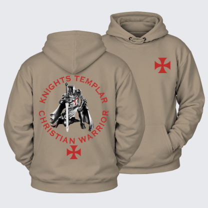 Plush Fleece-Lined Hoodie - Knights Templar Templar Cross Crusader Knight    