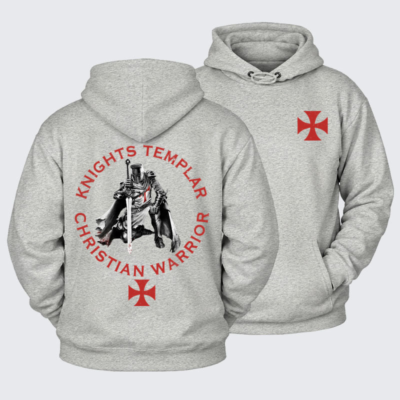 Plush Fleece-Lined Hoodie - Knights Templar Templar Cross Crusader Knight    