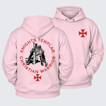 Plush Fleece-Lined Hoodie - Knights Templar Templar Cross Crusader Knight    
