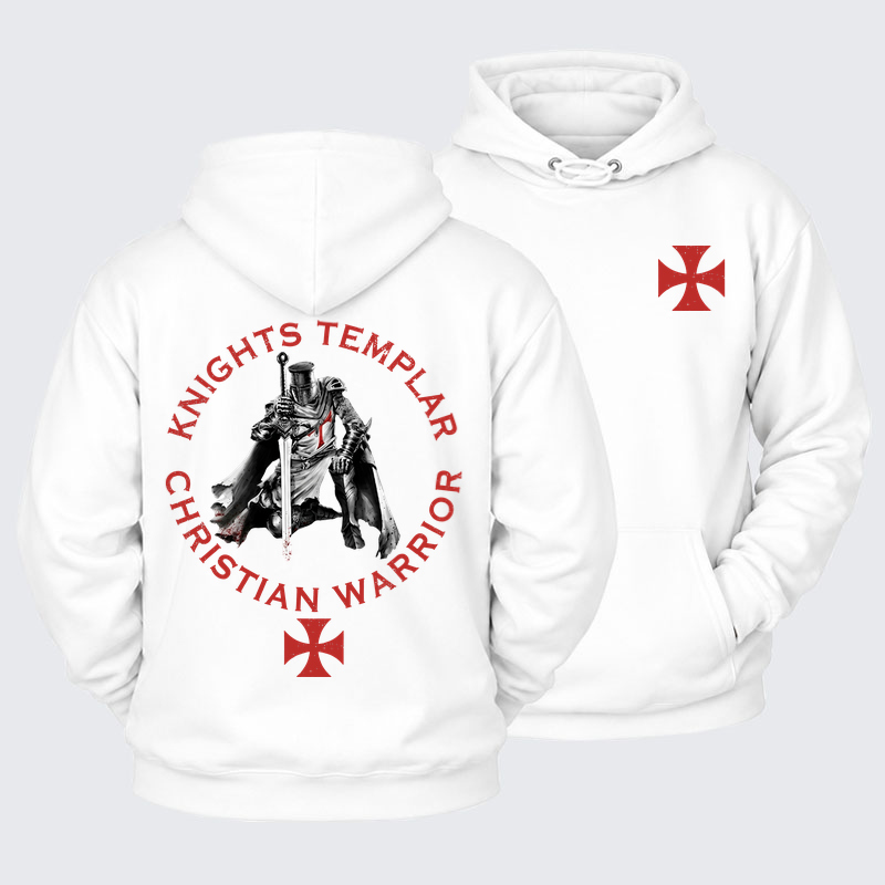 Plush Fleece-Lined Hoodie - Knights Templar Templar Cross Crusader Knight    
