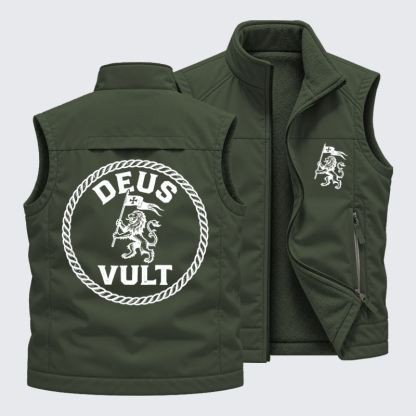 Reversible Fleece-Lined Outdoor Vest -Deus Vult   