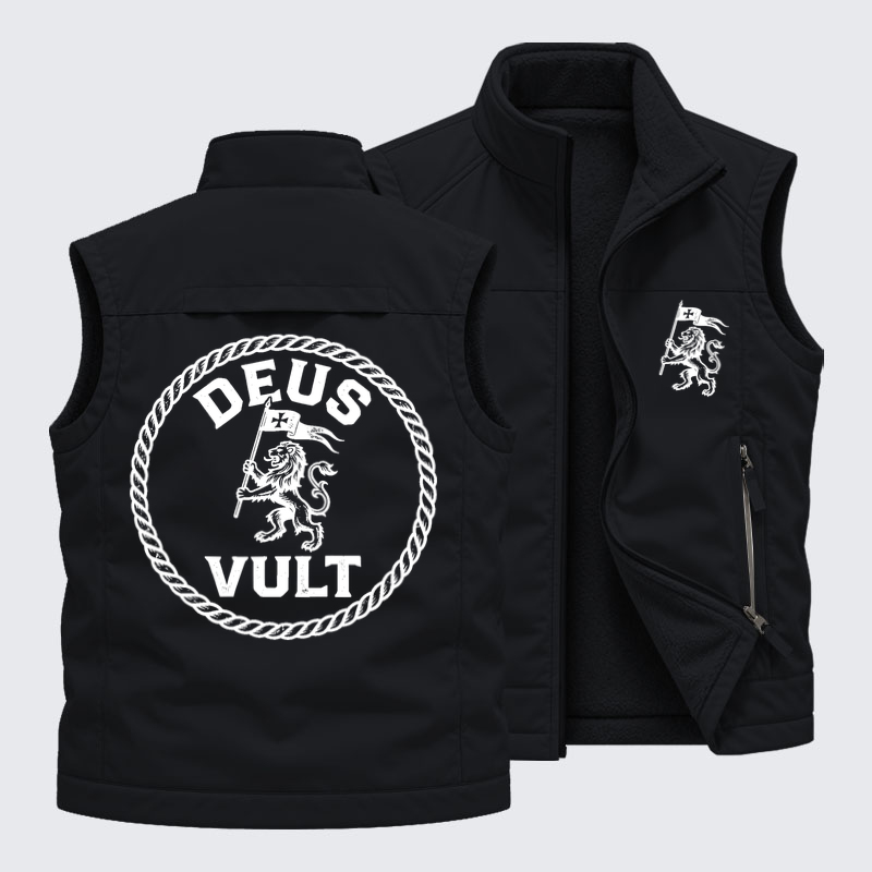Reversible Fleece-Lined Outdoor Vest -Deus Vult   