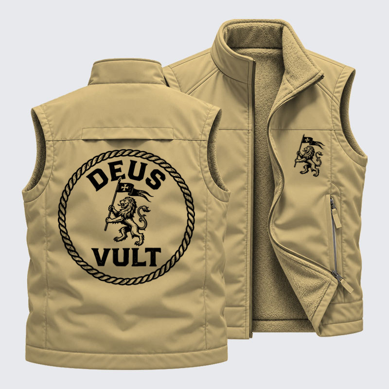 Reversible Fleece-Lined Outdoor Vest -Deus Vult   