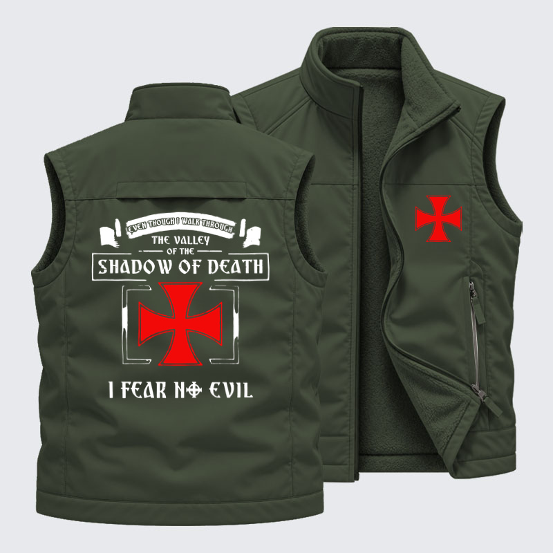 Reversible Fleece-Lined Outdoor Vest -Even Though I Walk Through The Valley Of The Shadow Of Death, I Fear No Evil.