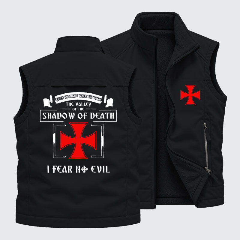 Reversible Fleece-Lined Outdoor Vest -Even Though I Walk Through The Valley Of The Shadow Of Death, I Fear No Evil.