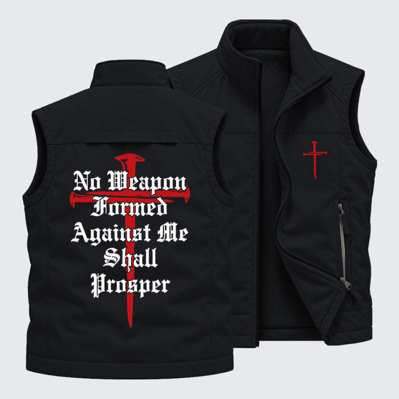 Reversible Fleece-Lined Outdoor Vest -No Weapon Formed Against Me Shall Prosper   